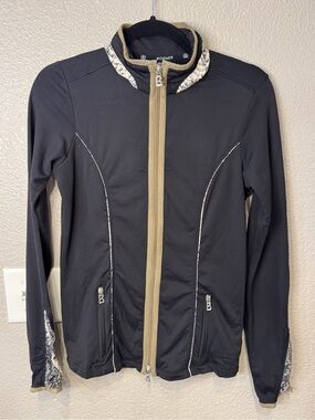 Bogner Black Stretch Jacket Snakeskin Trim Women’s US S